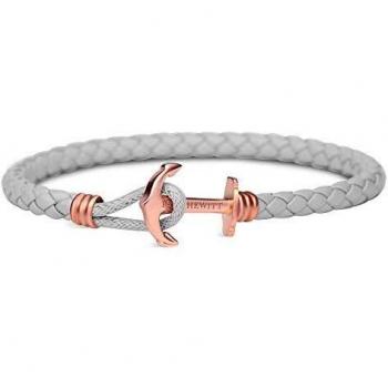 Pulsera Paul Hewitt Unisex con Ancla - PHREP Lite en Gris y Oro Rosa, Brazalete de Cuero y Acero Inoxidable