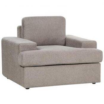 Sillón Clásico Taupe Tapizado en Tela de Poliéster con Respaldo Acolchado Grueso