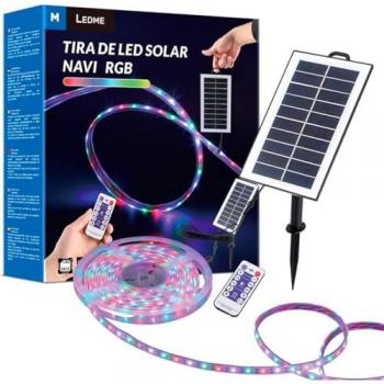Tira LED Solar Multicolor RGB IP68 5 Metros 300 Lúmenes para Jardín y Exterior