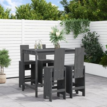 Set de Bar de jardín 5 piezas madera de pino maciza gris