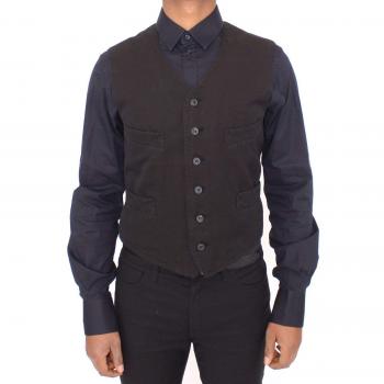 Dolce & Gabbana Black Flax Cotton Dress Vest Blazer - IT44 | XS
