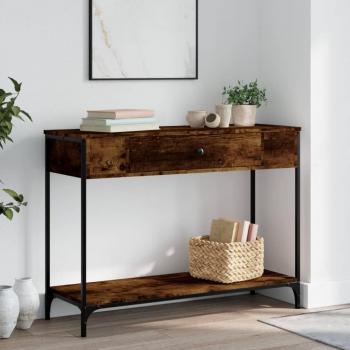 Mesa consola de madera contrachapada de roble ahumado 100x34,5x75 cm