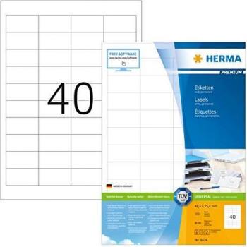 Etiquetas HERMA Premium A4, 48.5x25.4mm, Blancas, Adhesión Permanente, 4000 etiquetas (100 hojas)