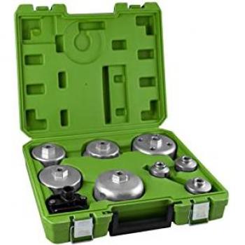 JBM - Set de 9 extractores de aceite 52615, incluye 9 unidades diseñadas para extraer filtros de aceite, fabricados en acero al carbono, con recubrimiento antioxidante y un diseño ergonómico que facilita su