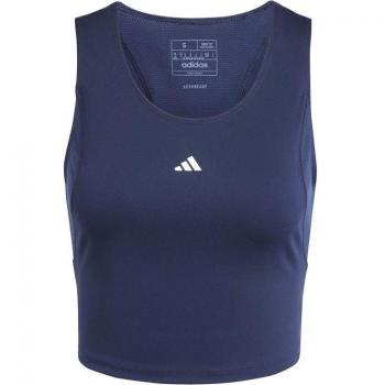 Camiseta de fitness Adidas Techfit Cropped Training Tank Top Mujer, color azul, diseñada para entrenamiento, con ajuste ceñido y tecnología que favorece la transpiración