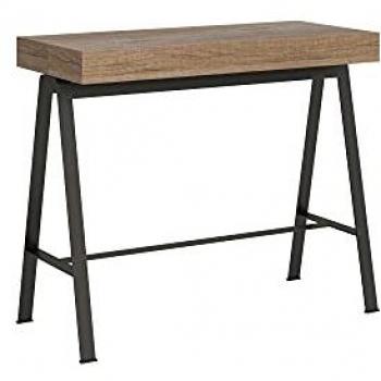 Consola Extensible 90x40/300 cm Premium con Estructura de Roble Natural y Acabado Antracita