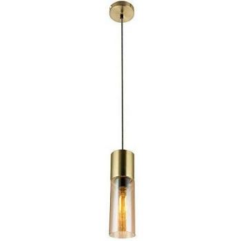 Lámpara de techo colgante Annika de cristal y latón, 1 luz E27, altura regulable, diámetro 10.5 cm