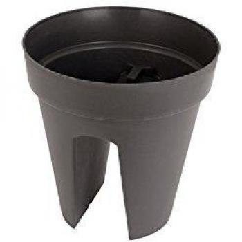 Maceta de Polipropileno Capri Antracita 30 cm con Soporte para Balcón