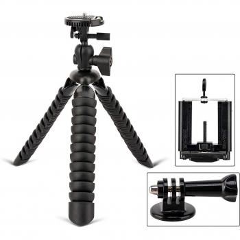 Trípode 11,5Mini Pipi Ajustable trípode Flexible Conector con Pinza de liberación rápida Incluyendo ballhead para DSLR-Kamera y Handy-Negro
