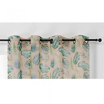 Cortina Voil Beige con Motivos Vegetales Impresos, 150x260 cm
