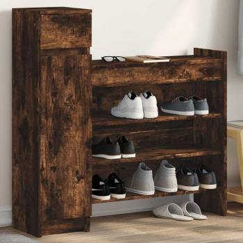 Zapatero de Madera Multicapa Humo 100,5x28x100 cm Marrón