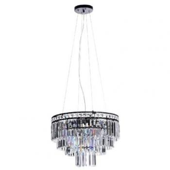 Lámpara de Suspensión Aurora EPIKASA, Metal y Cristal Negro, 50x50x125 cm