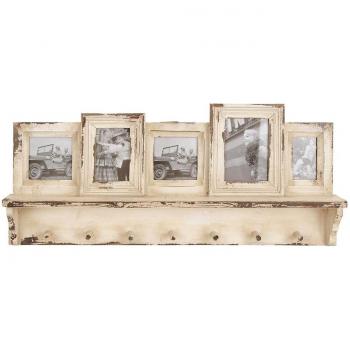 Benzara 20406 Robust Design Wooden Photo Frame with Hooks and Paneled Accents by Benzara