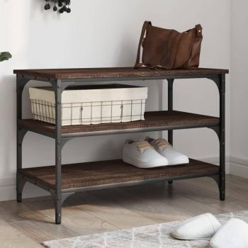 Banco zapatero de madera multicapa de roble marrón 70x38,5x49 cm