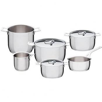 Set de Olla y Sartenes Alessi Pots & Pans 9 Piezas Acero Inoxidable