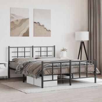 Cama solar sin Materum con Pediera Black Metal 160x200 cm, Estructura de cama cabecero y pie de cama metal negro 160x200cm Vidaxl Negro