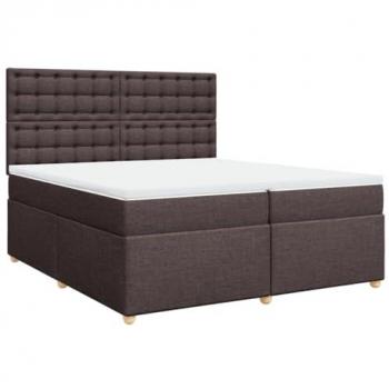 Cama Box Spring con colchón de tela marrón oscuro 200x200 cm