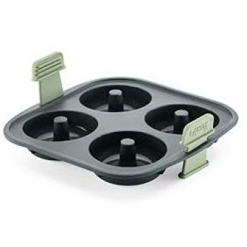 Molde de Silicona para Donuts 4 Cavidades para Freidora de Aire - Lekue, 20x20x5.6 cm, Gris