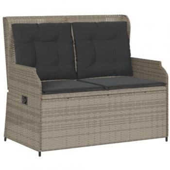Sillón reclinable de jardín con cojines ratán sintético gris vidaXL