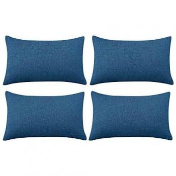 Deconovo Funda para cojin Protectora 4 Piezas 30x50cm Azul Oscuro
