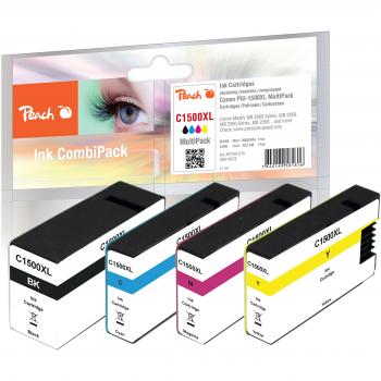 Pack Combi de Tinta Peach PI100-276 - Negro, Cian, Magenta, Amarillo - Compatible con PGI-1500 XL