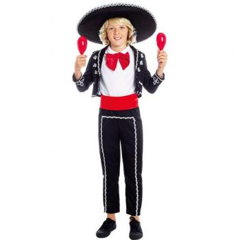 Disfraz de Mariachi Mexicano Negro y Rojo para niño
