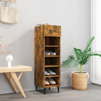 Zapatero madera contrachapada roble ahumado 30x35x105 cm