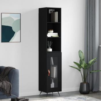 Aparador negro de madera multicapa 34,5x34x180 cm