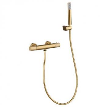 Grifo de ducha termostático IMEX BTD038-5OC color oro cepillado