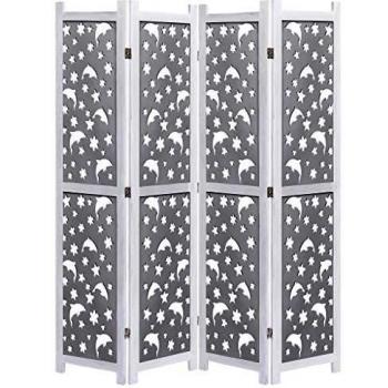 vidaXL 4-Panel Room Divider Grey 140x165 cm Solid Wood