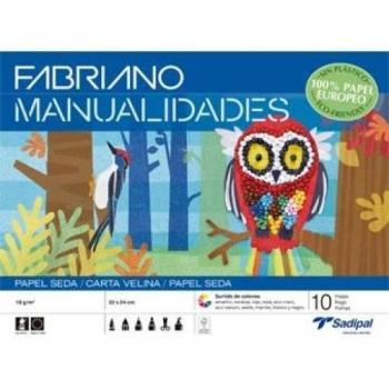 Bloc de Papel de Seda para Manualidades Fabriano, 10 Hojas, 33x24cm, Colores Surtidos