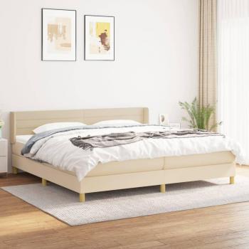 Cama Box Spring con Colchón de Tela Color Crema 200x200 cm