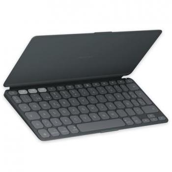 Teclado Inalámbrico Multidispositivo Logitech Keys-To-Go 2 para Apple, Bluetooth, QWERTY Español, Grafito, con Tapa Integrada