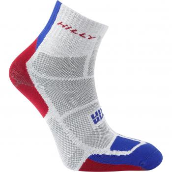 Hilly Hombre Twin Skin Tobillera Calcetines de running, hombre, color Grey/Electric Blue/Red, tamaño large