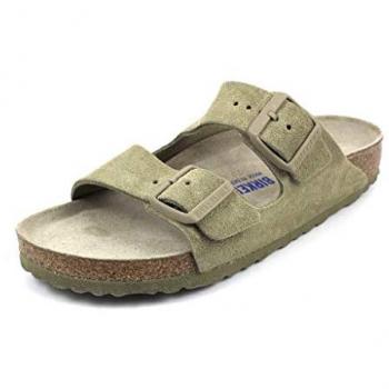Sandalias Birkenstock Arizona de Cuero Suede en Color Verde y Marrón, Talla 46 Unisex