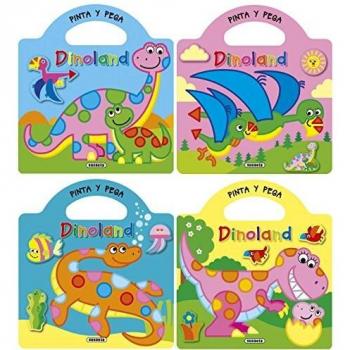 Pinta y pega dinoland