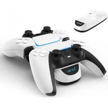 Cargador rápido dual para mandos de Playstation 5 (PS5) - Klack CargkPS5, color blanco