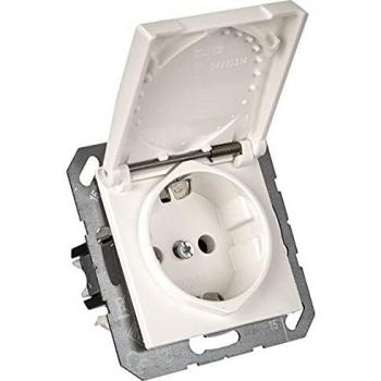 Toma Corriente SCHUKO 16A 250V con Klappdeckel Duroplast Alpinweiß AS1520KLWW