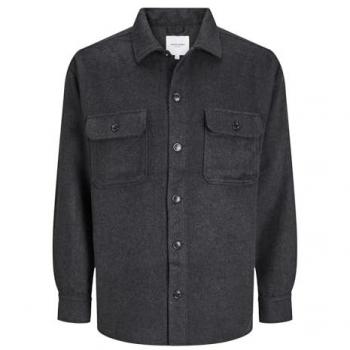 Jack & Jones Plus Size Long Sleeve Overshirt JJEBRADLEY OLLIE Black 3XL