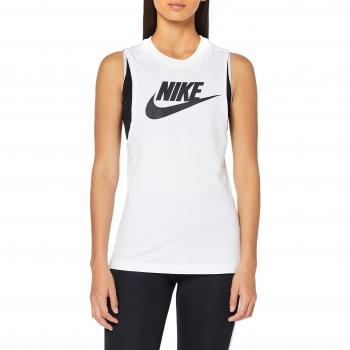 Nike W NSW ESSNTL MSCL Futura Tank, Mujer, White/Black, L