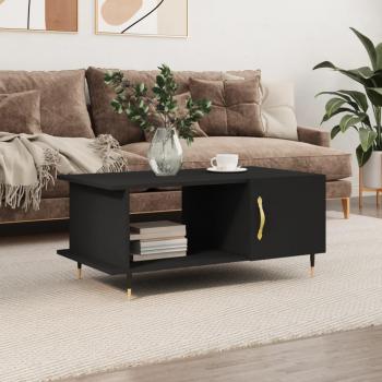 Mesa de centro vidaXL madera contrachapada 90x50x40 cm en color blanco brillante y negro, ideal para salón, comedor o como mesa auxiliar