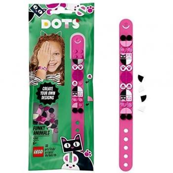 LEGO DOTS - Pulsera animales divertidos, pulsera de juguete creativa a partir de 6 años, set para diseñar tus propias pulseras, brazalete color rosa con piezas de colores