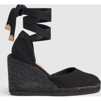 Alpargatas de cuña de mujer negras de algodón
