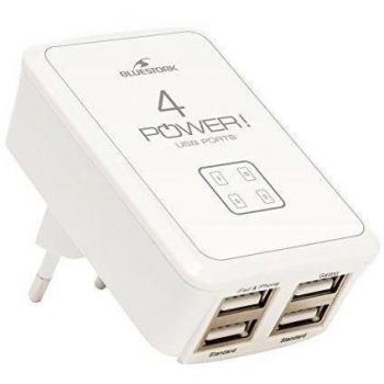Bluestork BLU_220_4USB - Cargador con 4 puertos USB 2A para iPod/iPhone/MP3