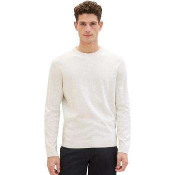 Jersey de hombre 100% algodón de cuello redondo Tom Tailor en color crema
