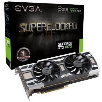 EVGA GeForce GTX 1070 SC Gaming ACX 3.0, VR Ready, LED, DX12 OSD Support (PXOC), Nvidia Graphics Card with 8GB GDDR5 - Black