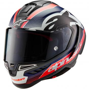Alpinestars Supertech R10 Team Carbon Helmet - Matte Black/Red/Fluo Blue