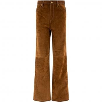 Golden Goose Women's Brown Leather Straight Leg Trousers, Size 40