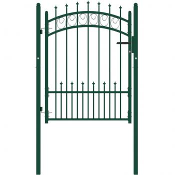 Puerta de valla con picos acero verde 100x125 cm Verde