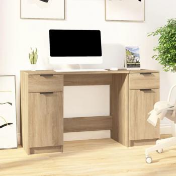 Escritorio y Armario Auxiliar de Madera Contrachapada Roble Sonoma con Gabinete Lateral